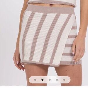 Vintage Havana Striped Knit Mini Skirt Neutral Size M